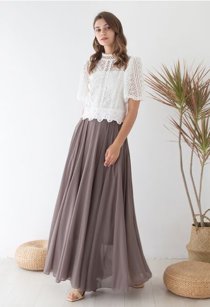 Timeless Favorite Chiffon Maxi Skirt in Taupe