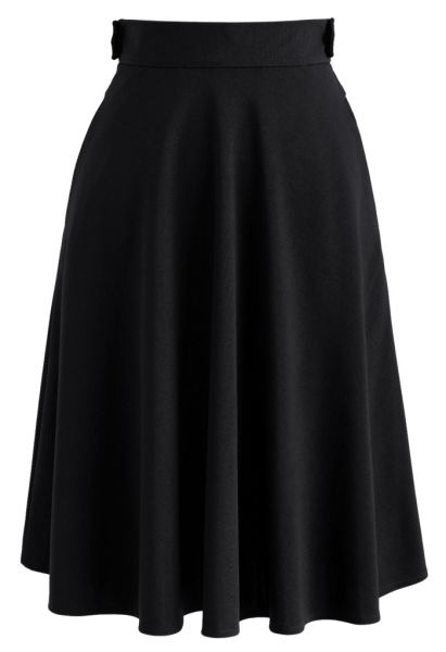 Basic Full A-line Skirt in Black