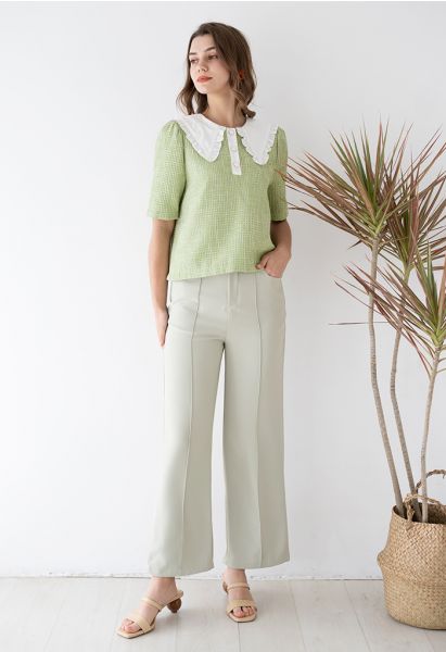 Breezy Solid Color Casual Pants in Pistachio