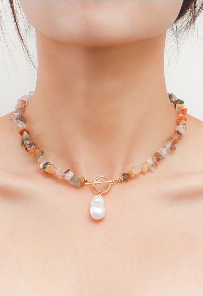 Multicolor Natural Stone Pearl Necklace