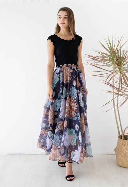 Marguerite Print Chiffon Maxi Skirt