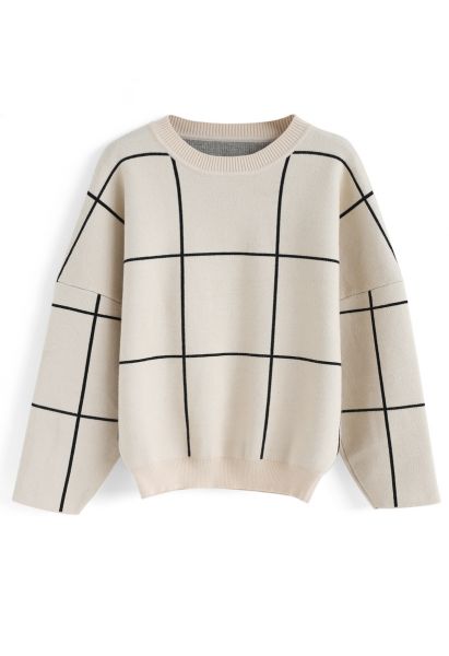 Grid Round Neck Sweater