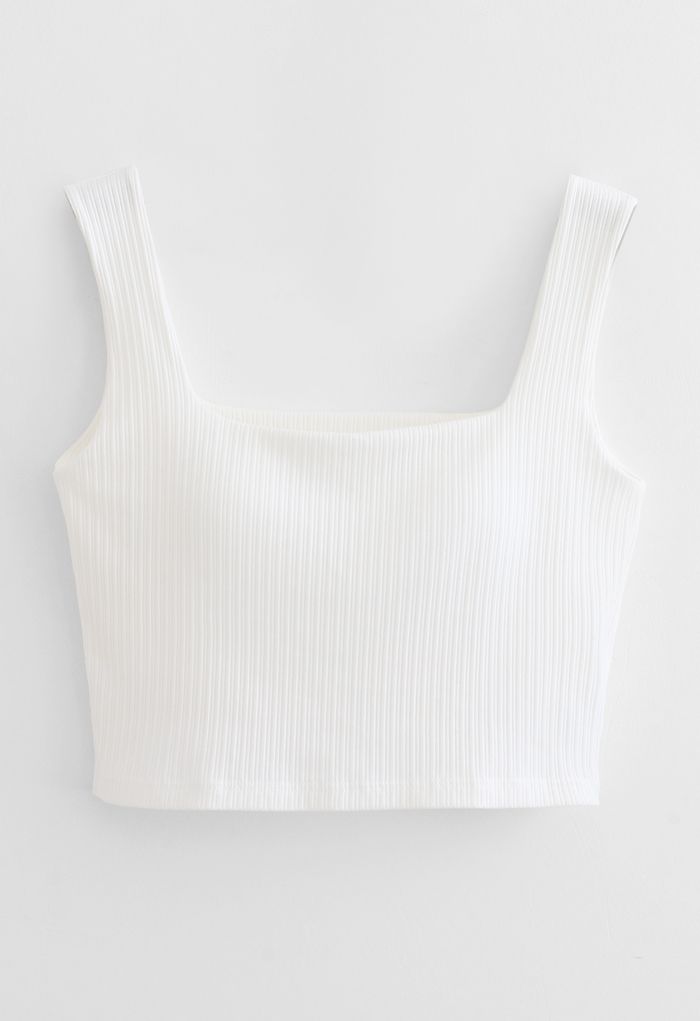 Simple Lines Bandeau Tank Top in White