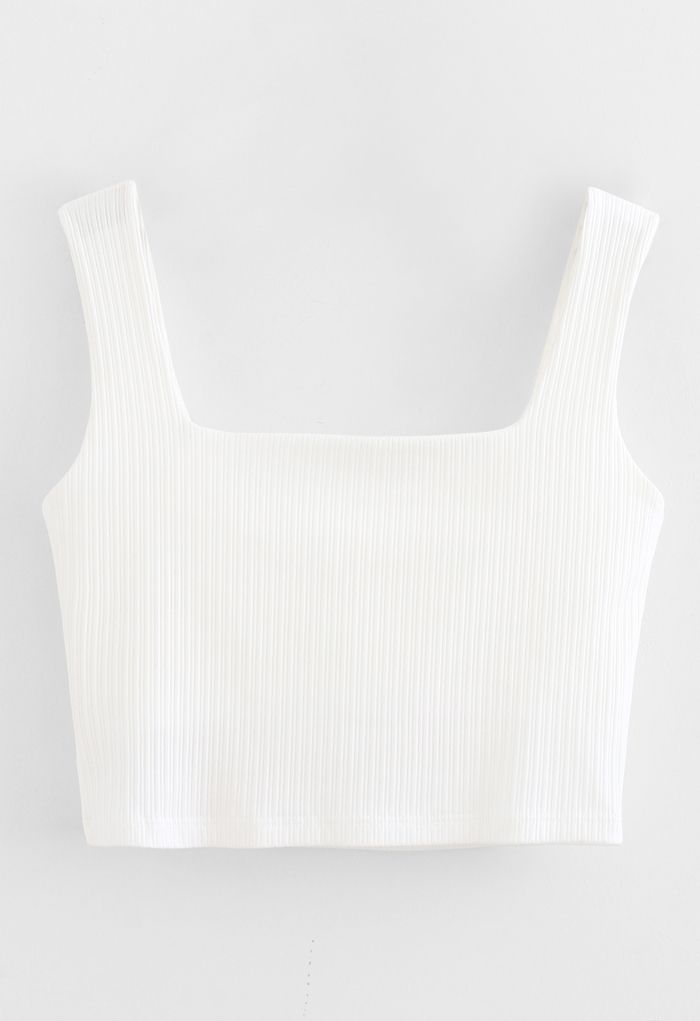 Simple Lines Bandeau Tank Top in White