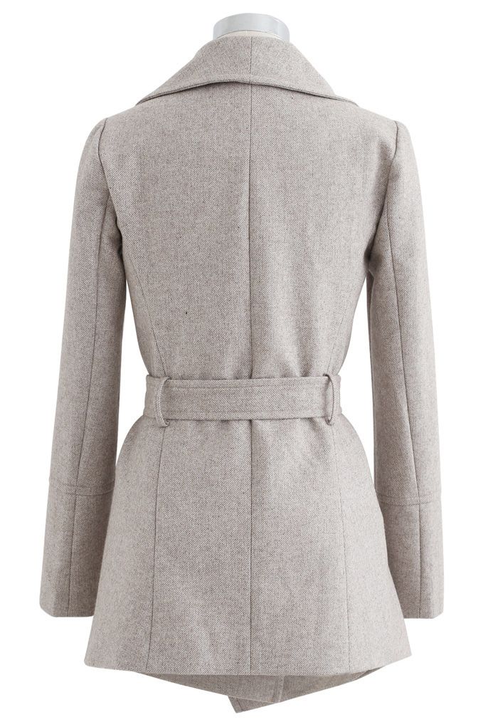 Rabato Wrap Belted Wool-Blend Coat in Light Tan