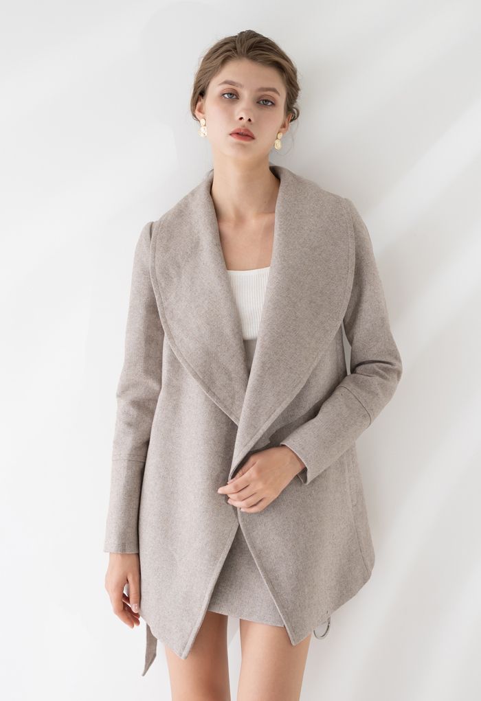 Rabato Wrap Belted Wool-Blend Coat in Light Tan