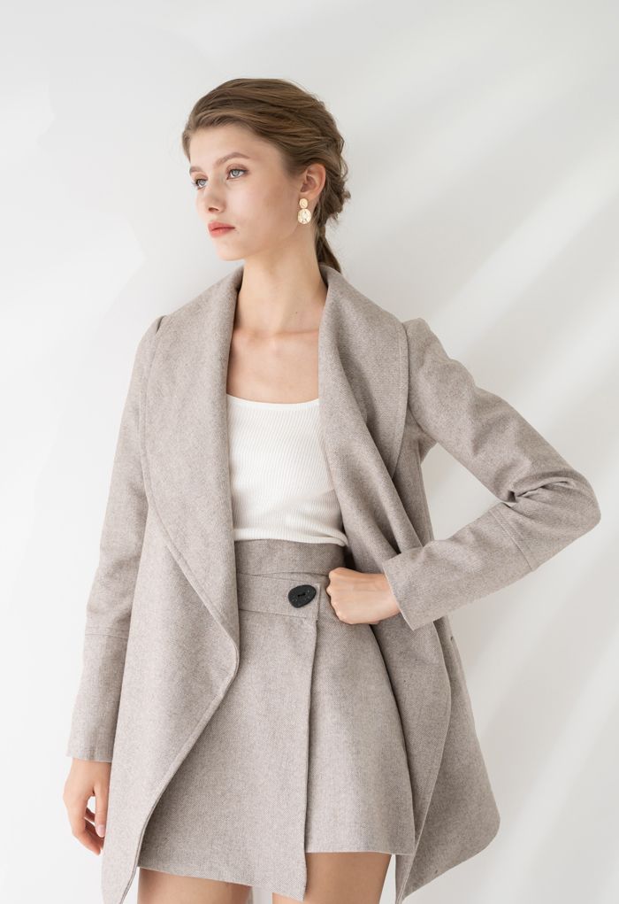 Rabato Wrap Belted Wool-Blend Coat in Light Tan