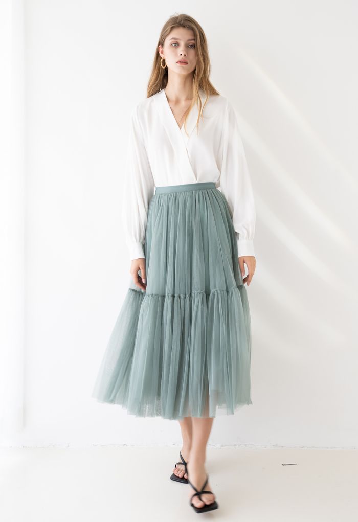 Can't Let Go Mesh Tulle Skirt in Turquoise