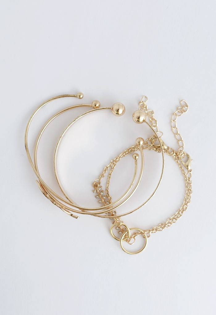 5 Packs Metal Leaf Bangle Bracelets