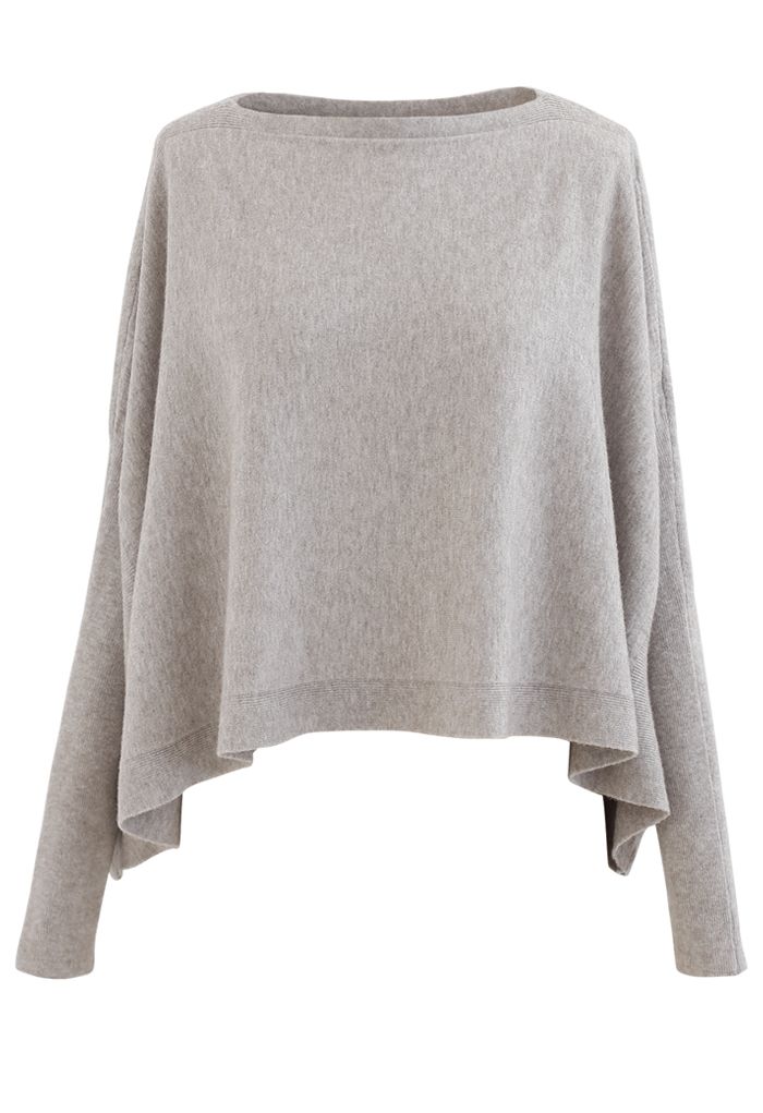 Soft Flare Hem Cape Sweater in Sand