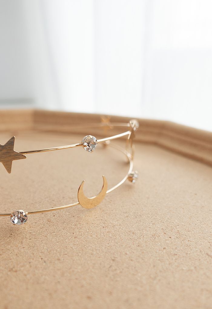 Moon and Star Golden Headband