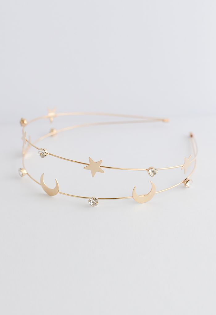 Moon and Star Golden Headband