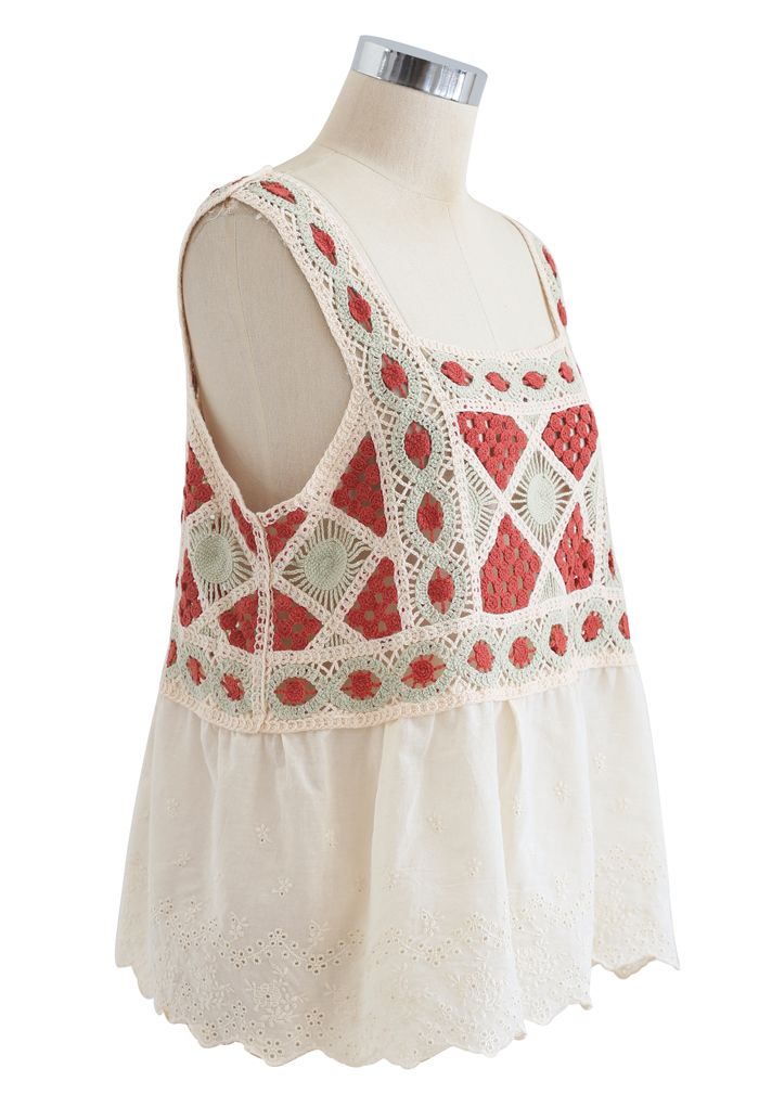 Bohemia Crochet Spliced Tank Top