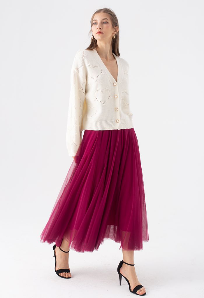 My Secret Garden Tulle Maxi Skirt in Magenta