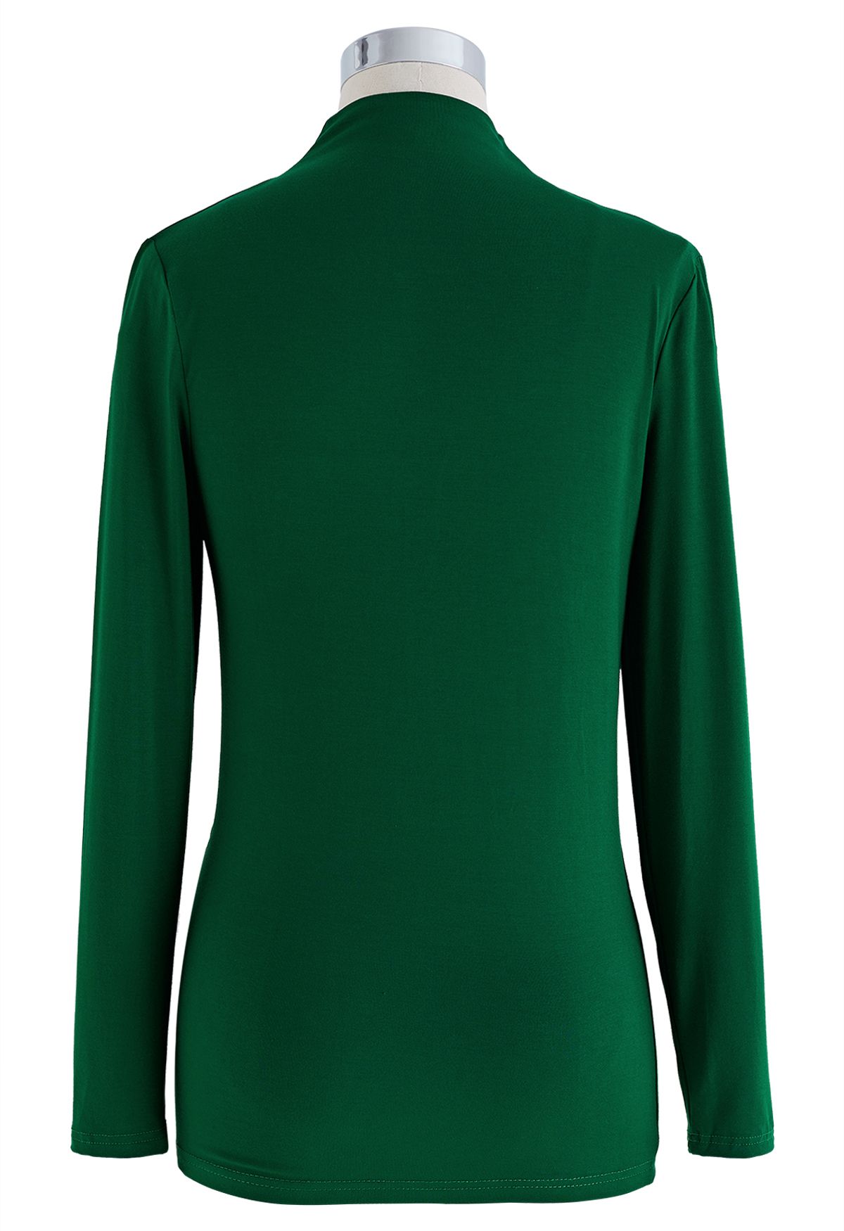 Ruched Long Sleeves Top in Dark Green