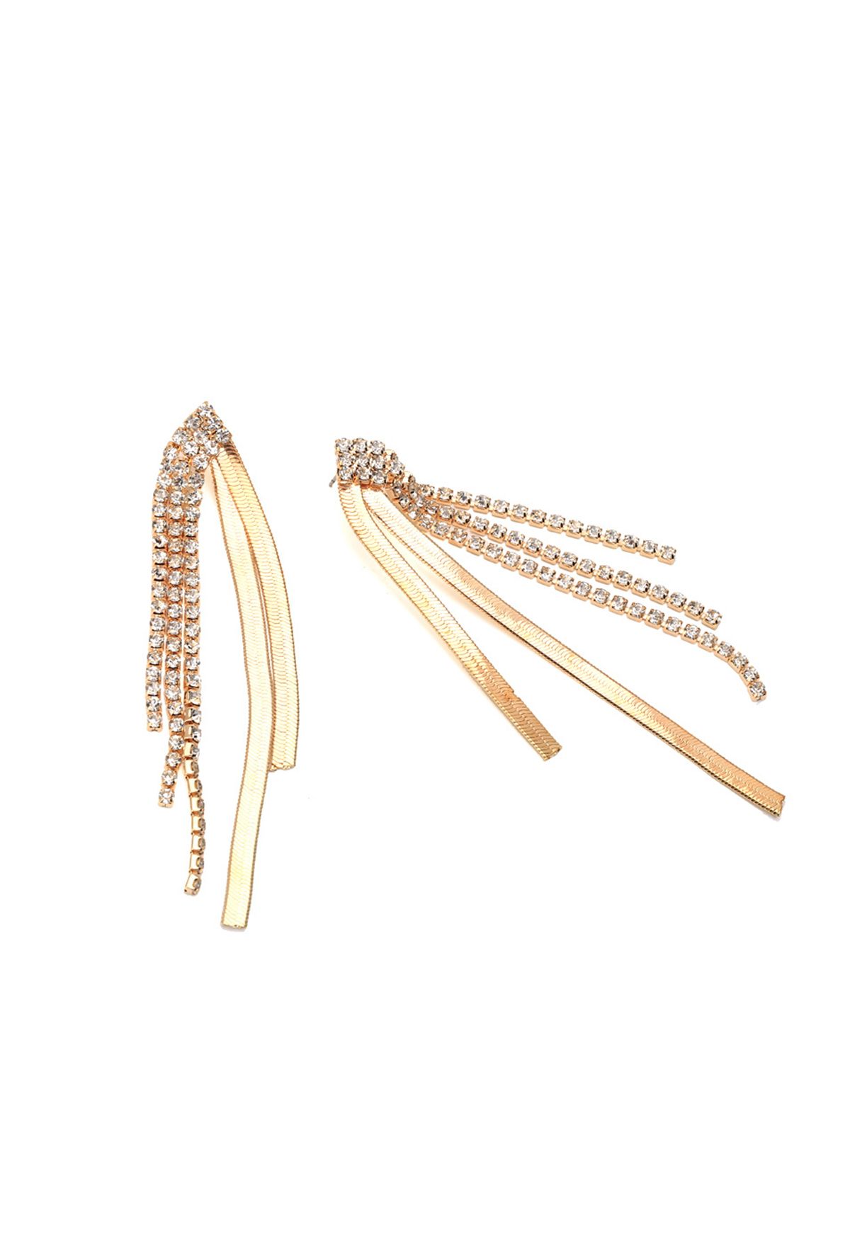 Luxury Diamond Trim Drop Earrings in Gold