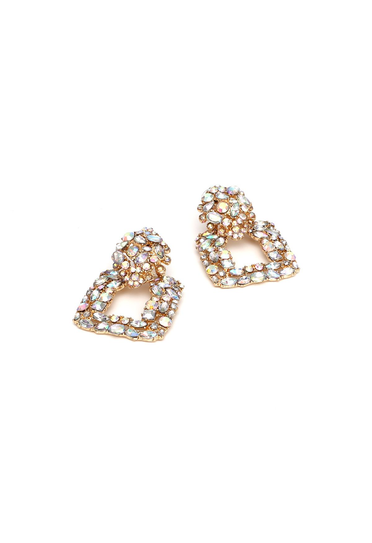 Retro Geometric Shiny Diamond Earrings