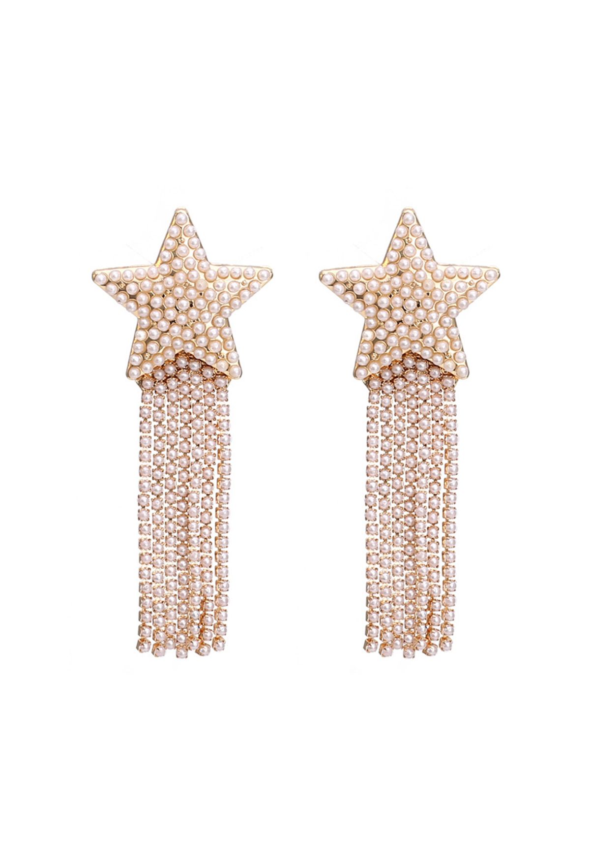 Pearly Meteor Tassel Drop Earrings