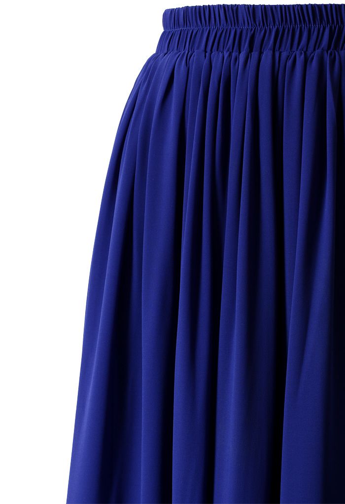 Blue Pleated Maxi Skirt  