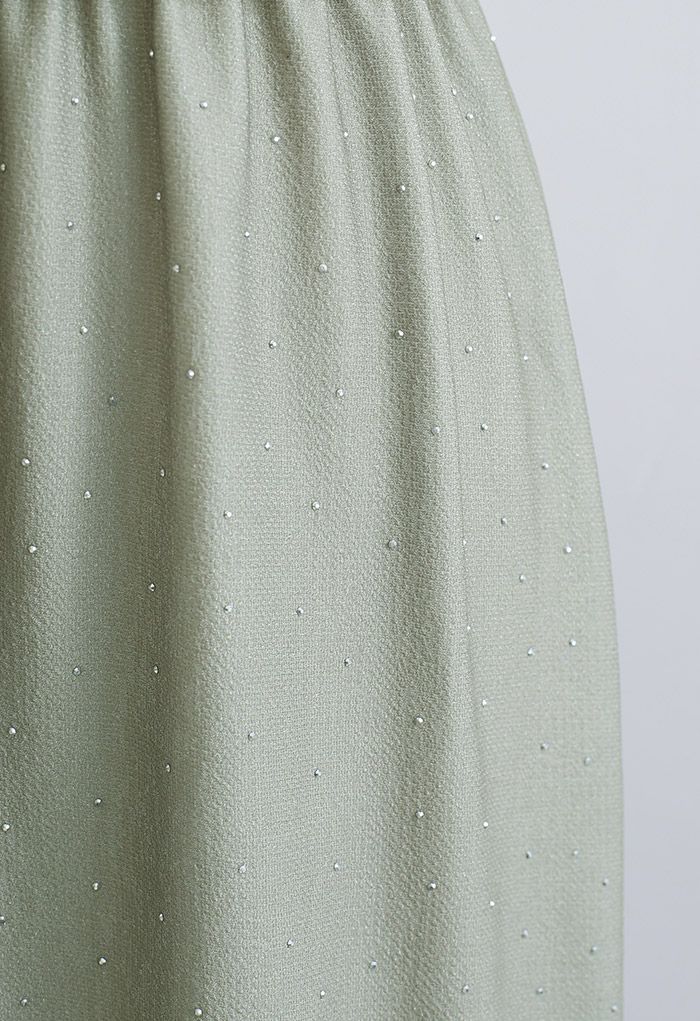 Rambling Crystal Decor Tulle Skirt in Pistachio