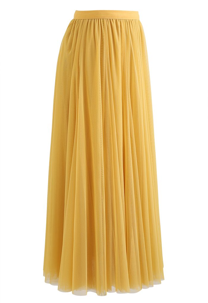 My Secret Garden Tulle Maxi Skirt in Yellow