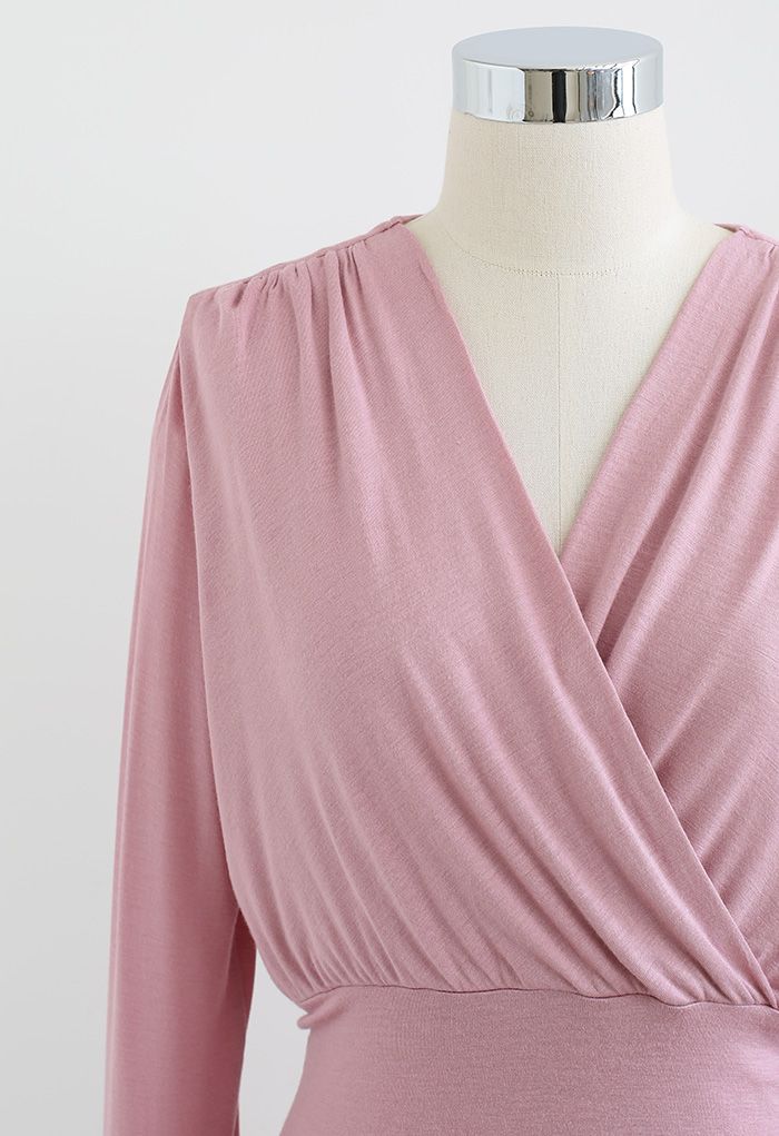 Ultra-Soft Cotton Wrap Top in Pink