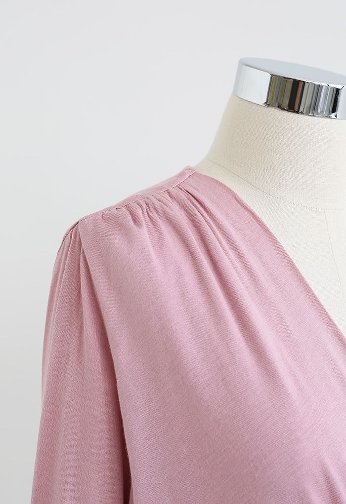 Ultra-Soft Cotton Wrap Top in Pink