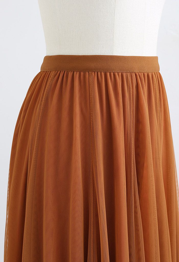 My Secret Garden Tulle Maxi Skirt in Pumpkin