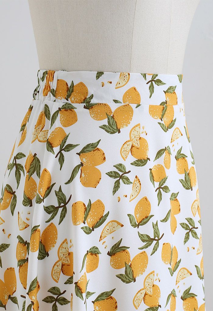 Summer Lemon Flare Hem Midi Skirt