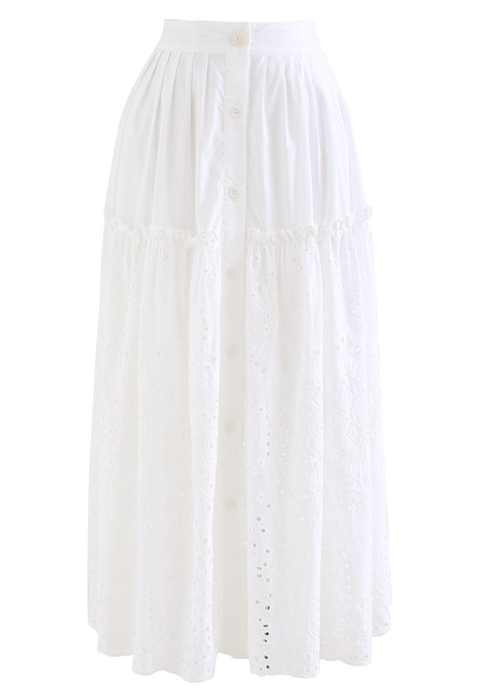 Summer Loving Eyelet Button Down Skirt