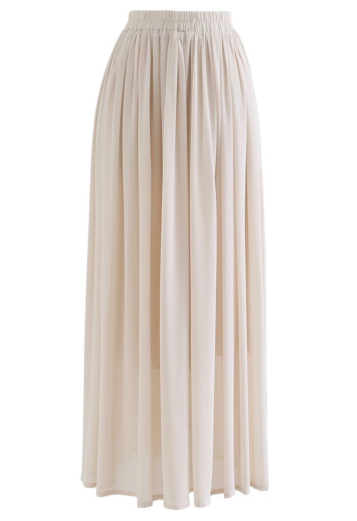 Nude Chiffon Maxi Skirt