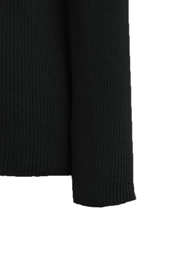 V-Neck Cutout Cozy Knit Top in Black