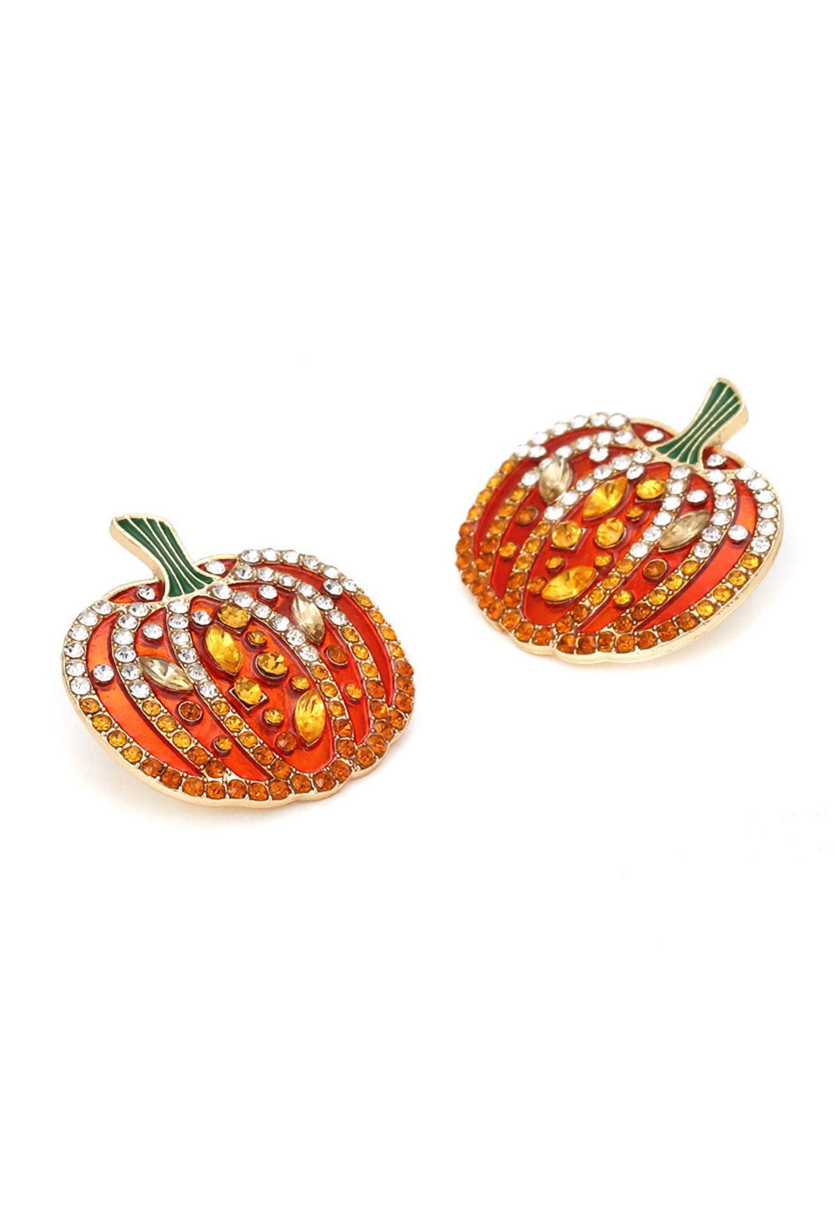 Diamond Decor 3D Shiny Pumpkin Earrings