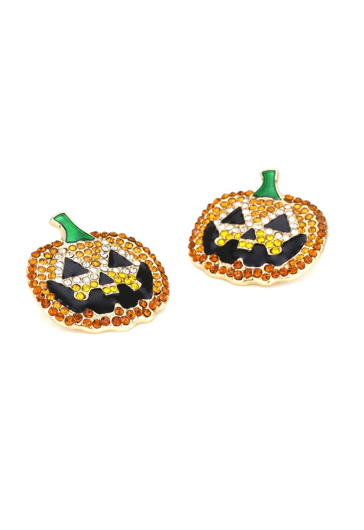 Pumpkin Face Diamond Decor Earrings