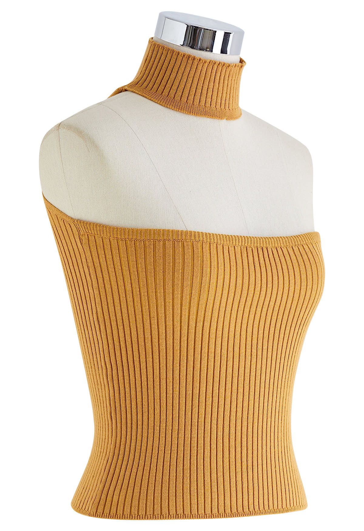 Strapless Halter Neck Knit Top in Pumpkin