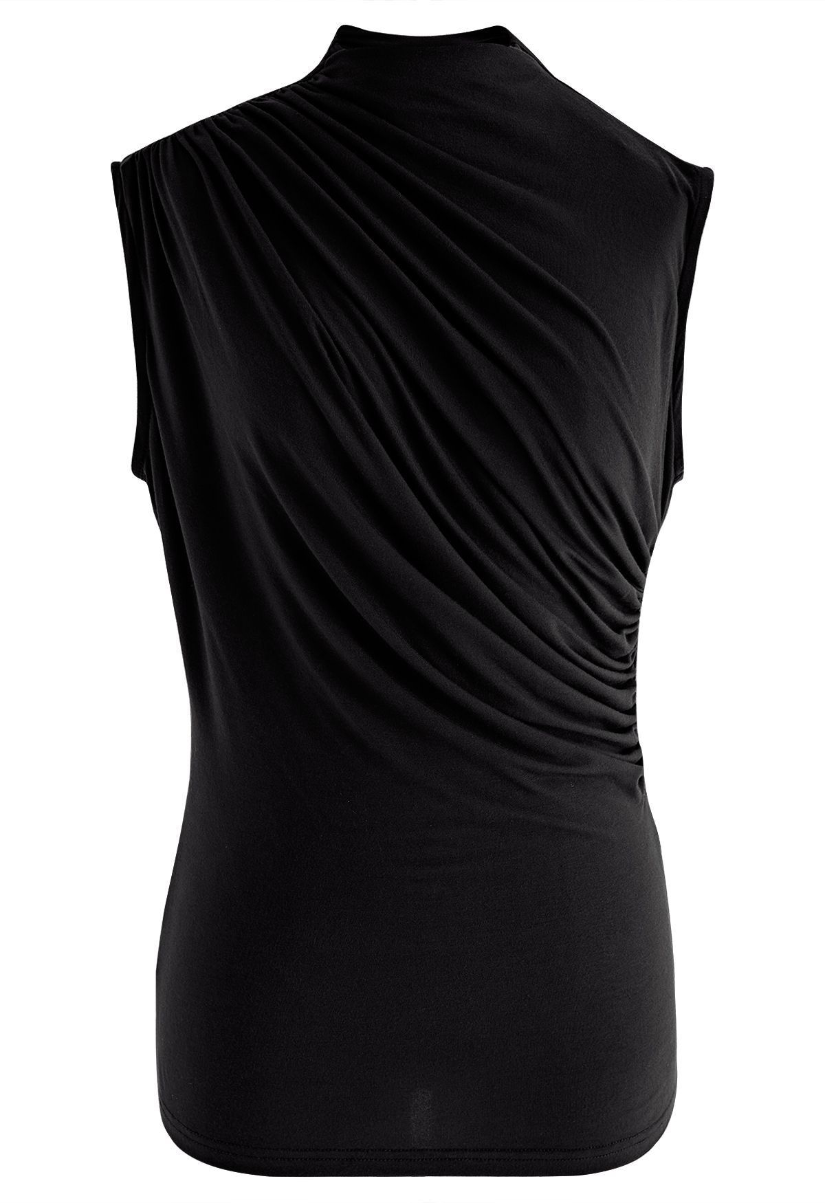 Ruched Detail Sleeveless Top in Black