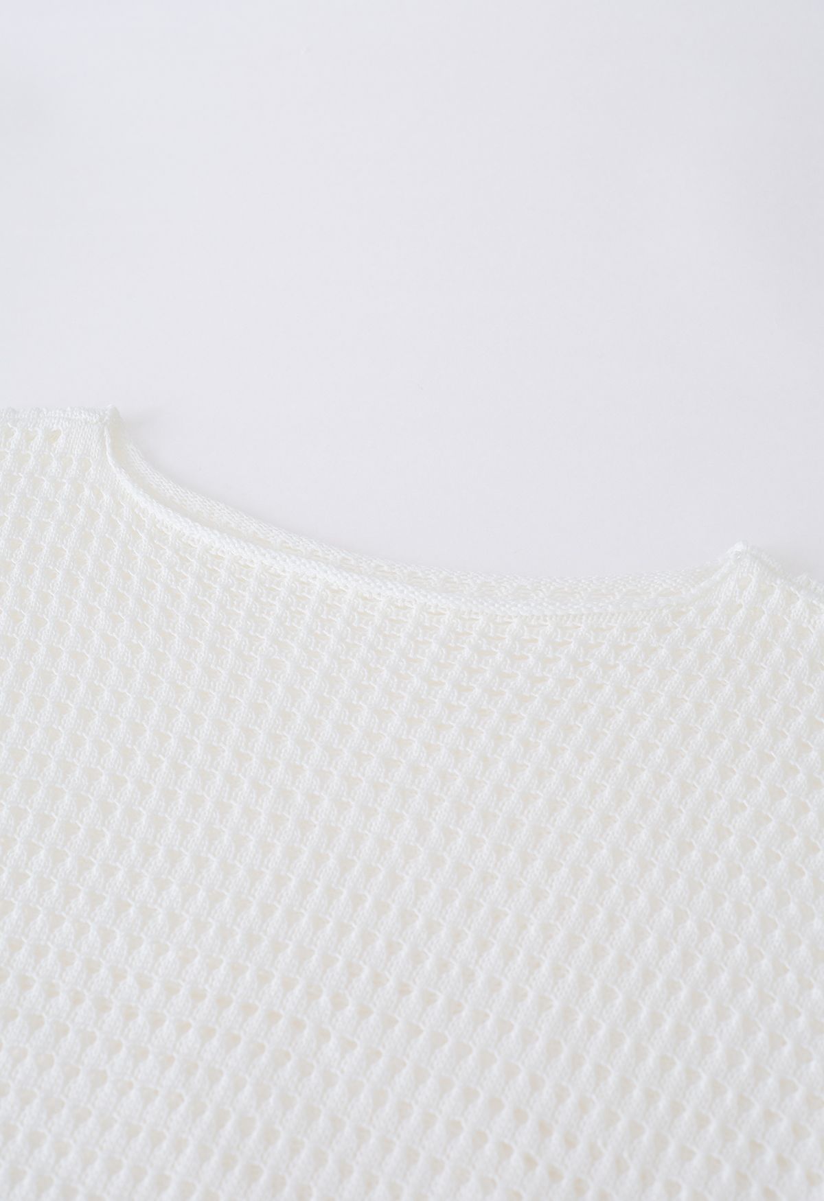 Hollow Out Boat Neck Smock Top in White