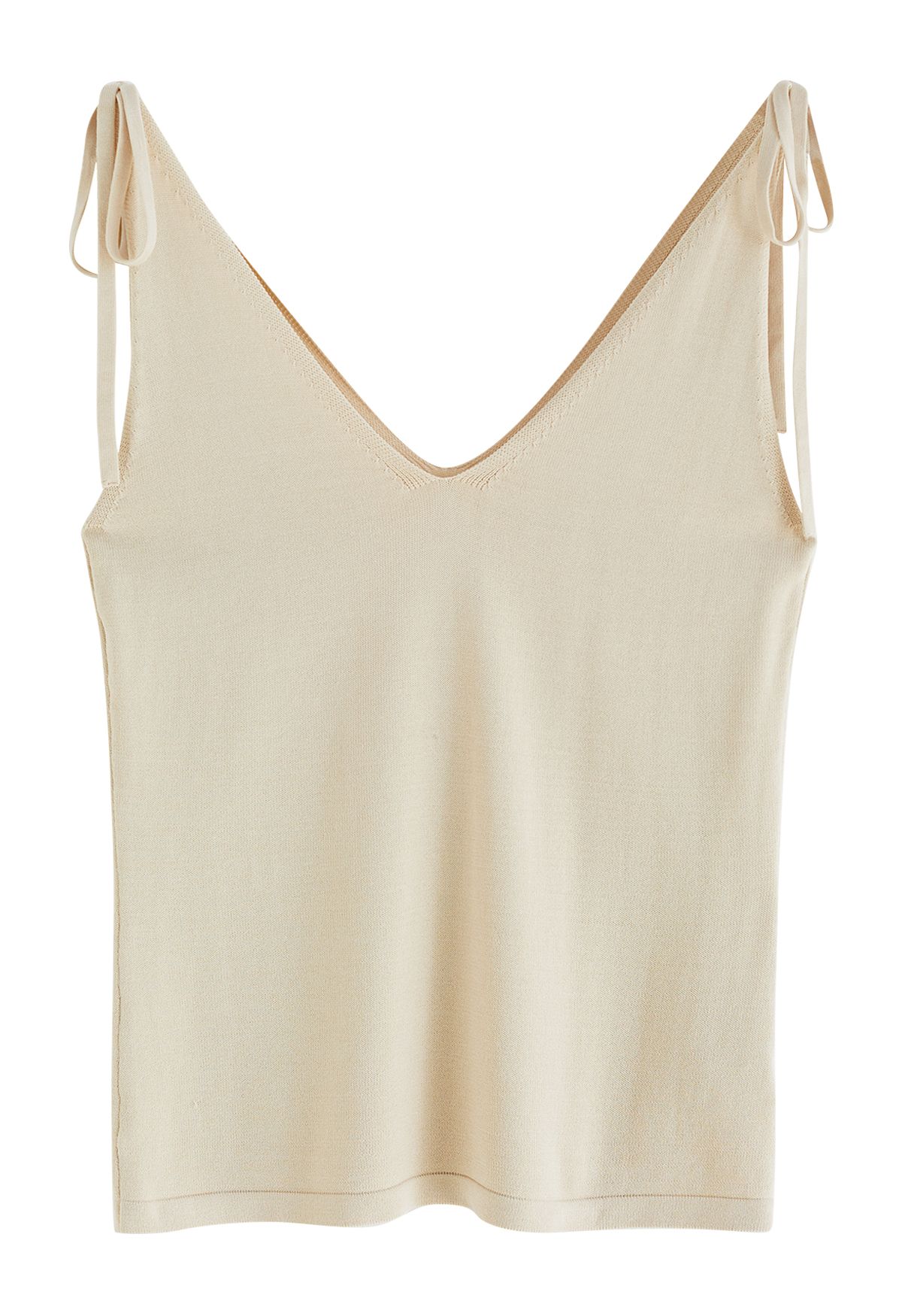 Tie-Shoulder V-Neck Tank Top in Cream