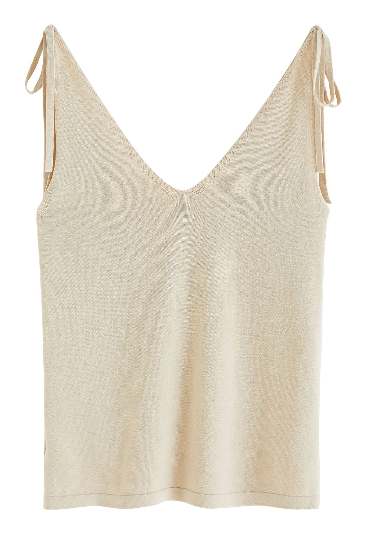 Tie-Shoulder V-Neck Tank Top in Cream