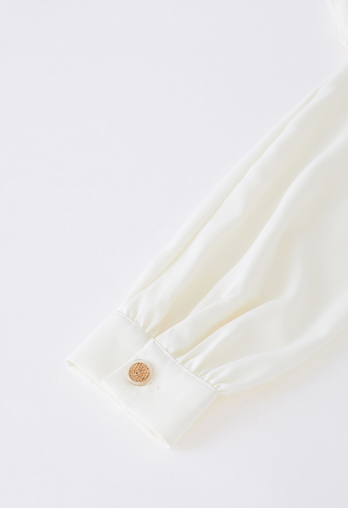 Pointed Collar Golden Button Shirt in Cream