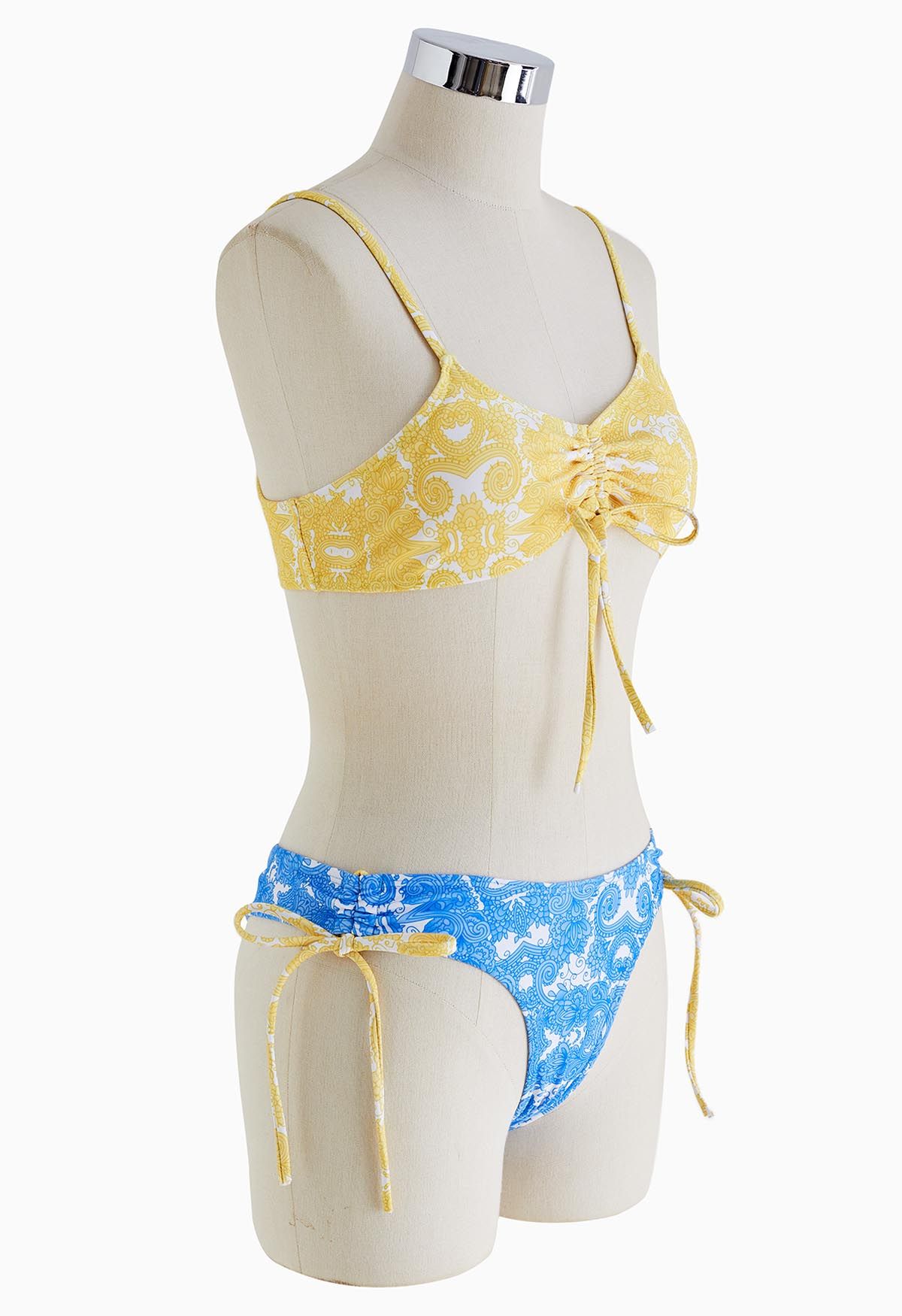 Paisley Pattern Color Block Bikini Set