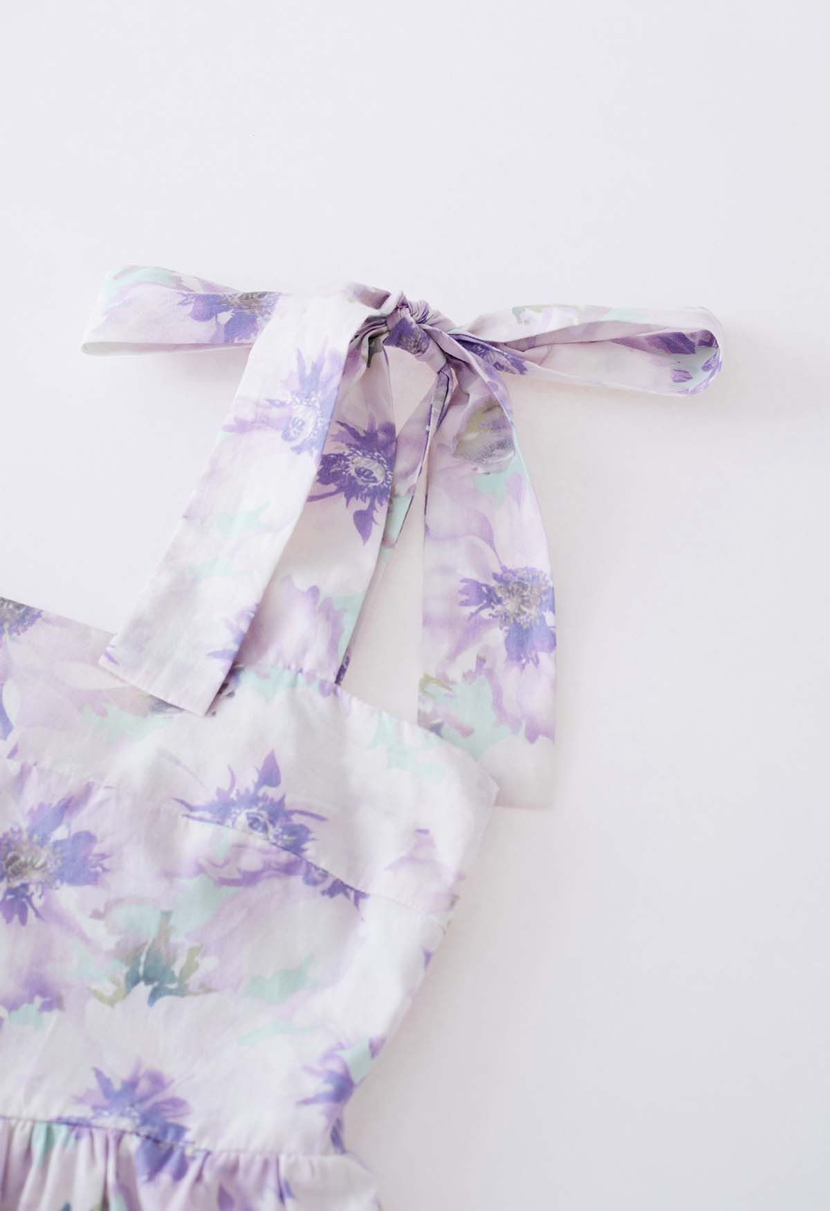 Lilac Blossom Tie-Strap Maxi Dress