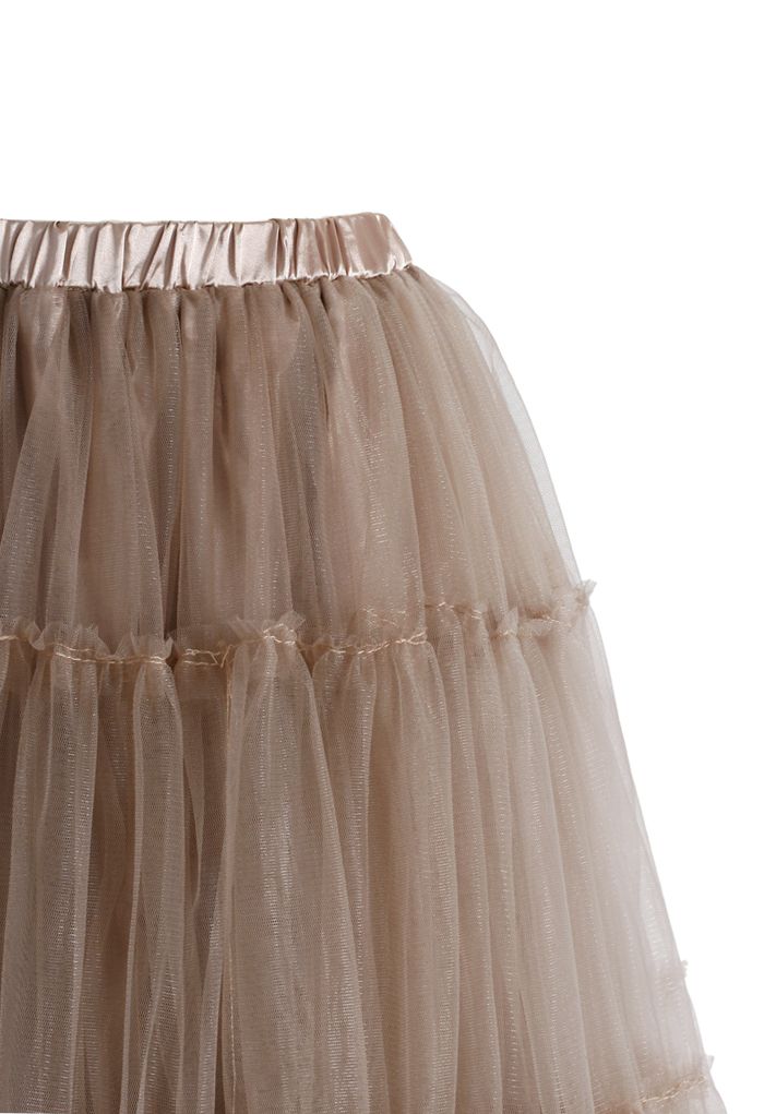 Amore Tulle Midi Skirt in Caramel