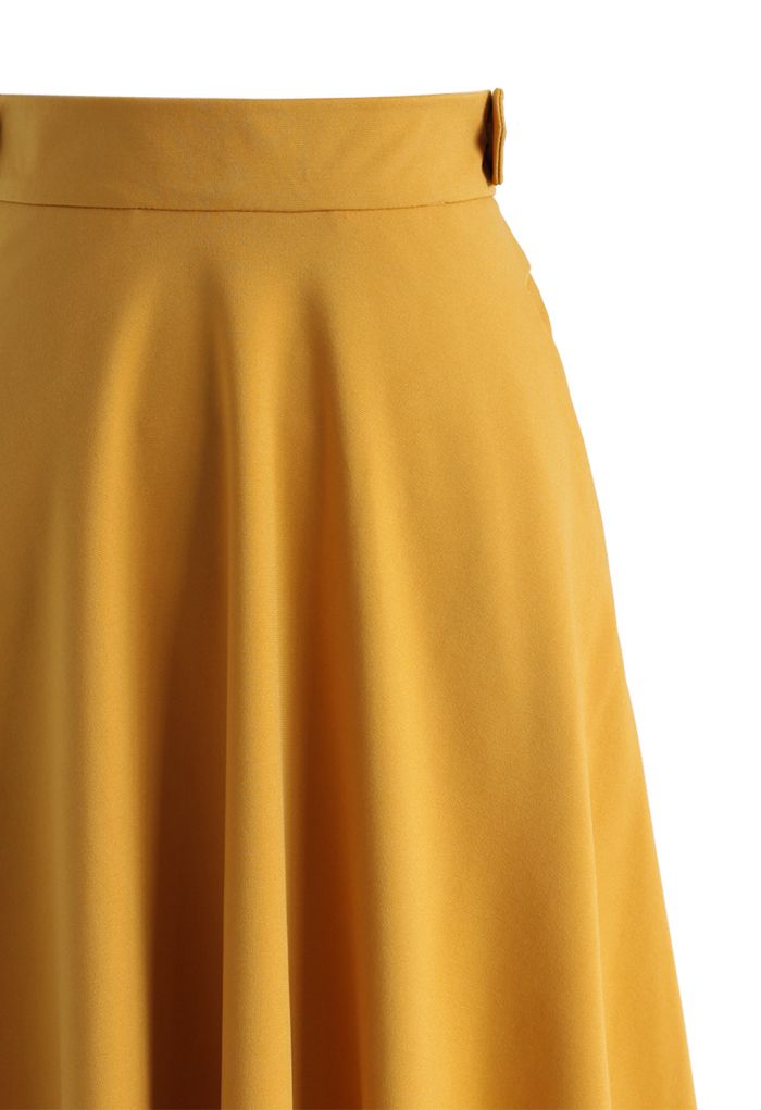 Basic Full A-line Skirt in Mustard