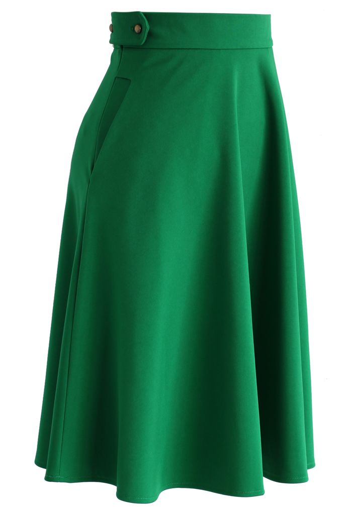 Basic Full A-line Skirt in Emerald Green