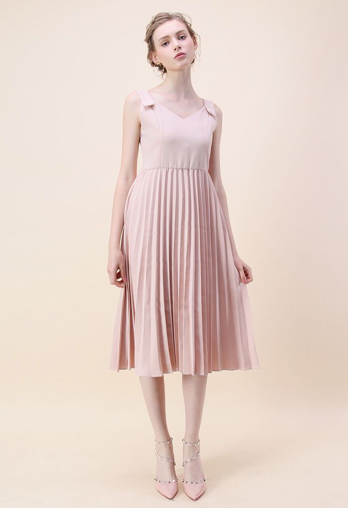 Felicity Comes Around Pleated Cami Dress in Pink 