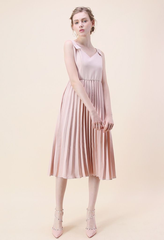 Felicity Comes Around Pleated Cami Dress in Pink 