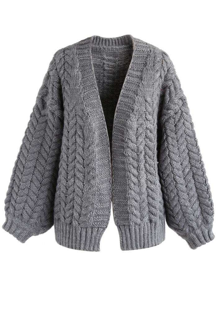 Nice to Knit You Chunky Cardigan in Grey