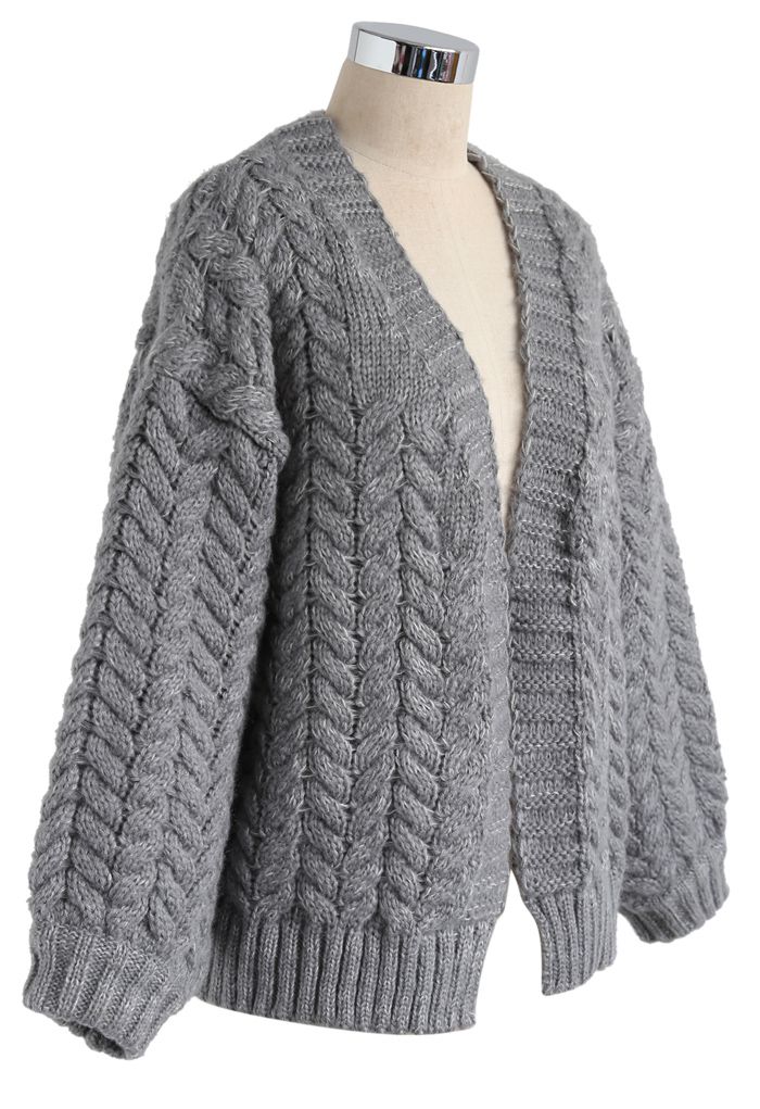 Nice to Knit You Chunky Cardigan in Grey