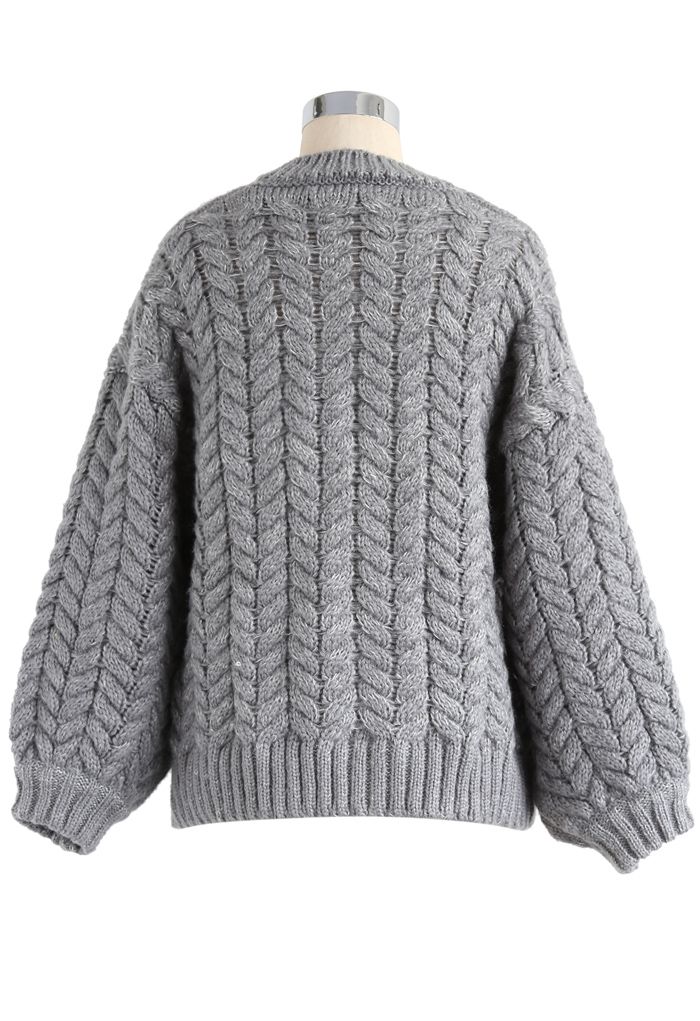 Nice to Knit You Chunky Cardigan in Grey